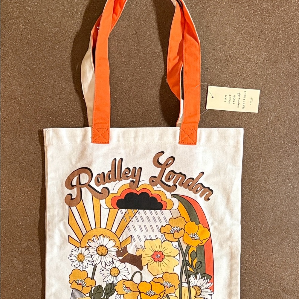 NWT Radley London Retro Floral Tote - Cream and Orange
